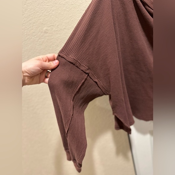We The Free Close To You Pff The Shoulder Slouchy Thermal Top Boho Espresso, L - Picture 6 of 11